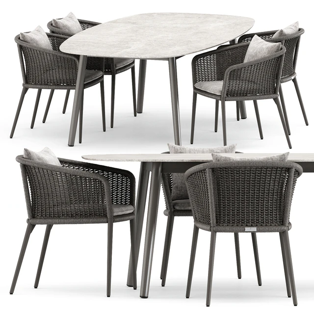 Knot armchair by Janus and Ellisse table by Varaschin — Descargar