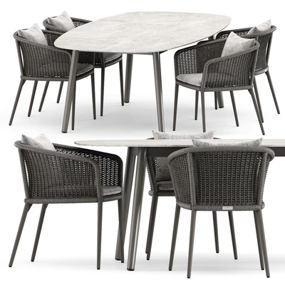 Knot armchair by Janus and Ellisse table by Varaschin — Ver 1