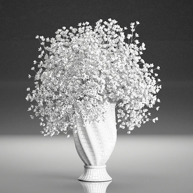 A beautiful lush little white bouquet in a classic vase with Gypsophila, Gibsolyubka, Kachim. Set 107. — Descargar