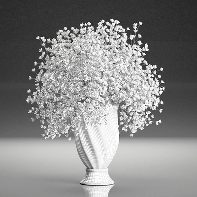 A beautiful lush little white bouquet in a classic vase with Gypsophila, Gibsolyubka, Kachim. Set 107. — Ver 3