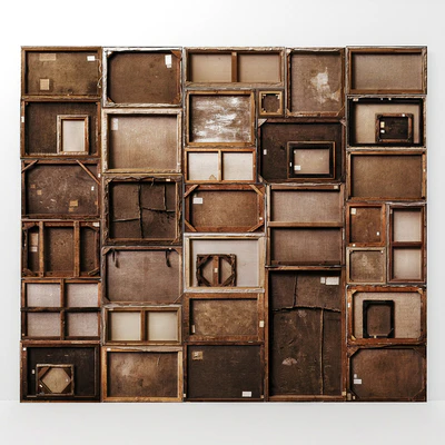 A set of dark stretchers with paintings — Ver 1