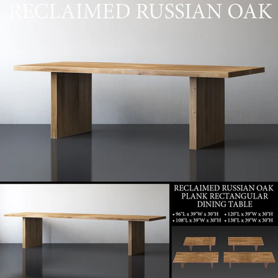 RECLAIMED RUSSIAN OAK PLANK RECTANGULAR DINING TABLE Large — Ver 1