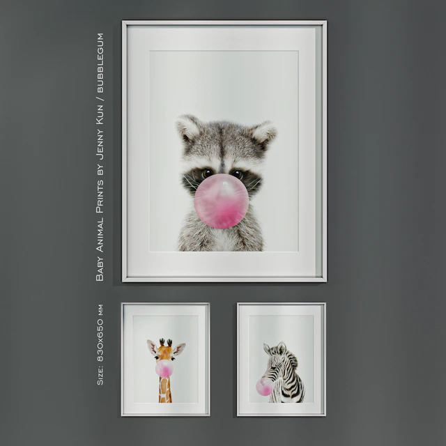 Baby Animal Prints by Jenny Kun / Bubblegum. Size: 830x650mm. — Descargar