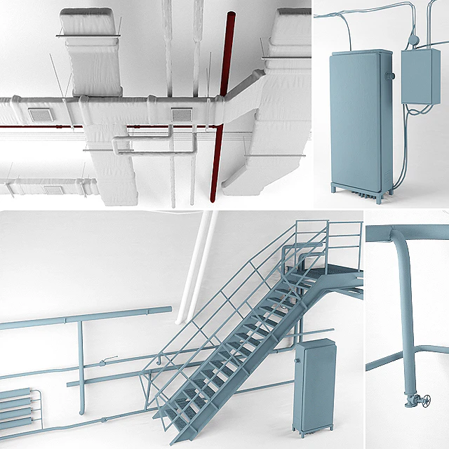Set for the loft (ventilation, wires, stairs, heating) — Descargar