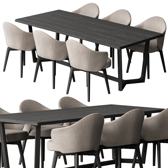 Dinning Table Black and Cream - Set 31 — Descargar