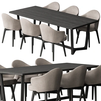 Dinning Table Black and Cream - Set 31 — Ver 4