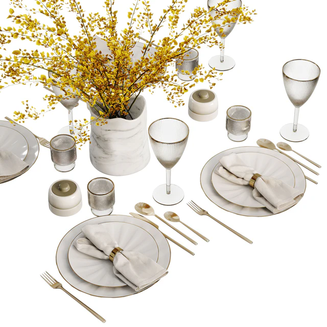 Table setting with bouquet — Descargar