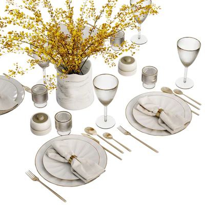 Table setting with bouquet — Ver 3