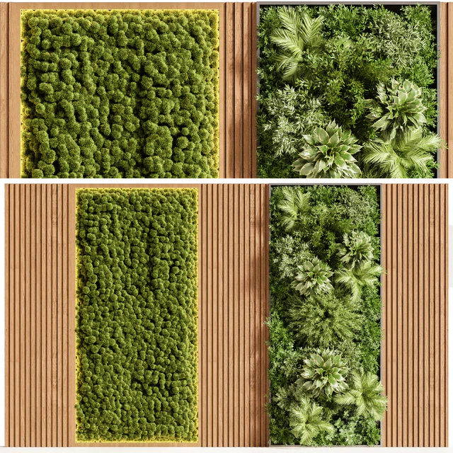 Wooden planks and vertical garden 08 — Скачать
