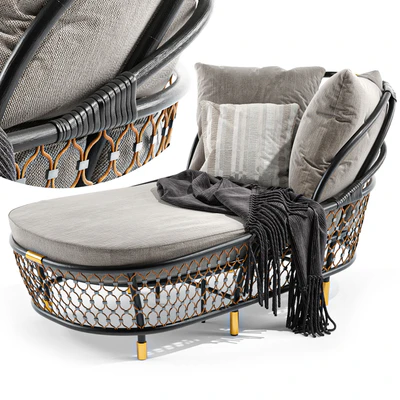 Rattan sun lounger By visionnaire — Ver 1