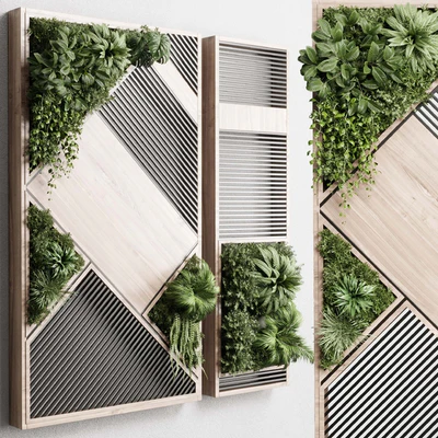 plants set partition in wooden frame- Vertical graden wall decor box 29 — Ver 3