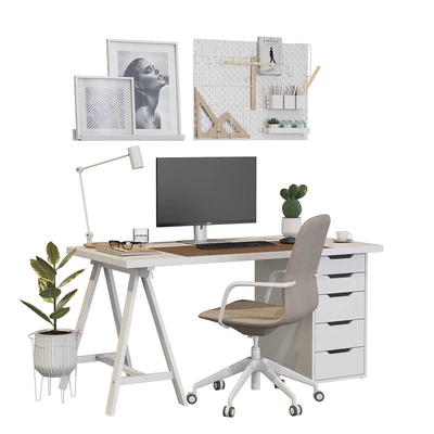 Ikea office workplace white A01 — Ver 1