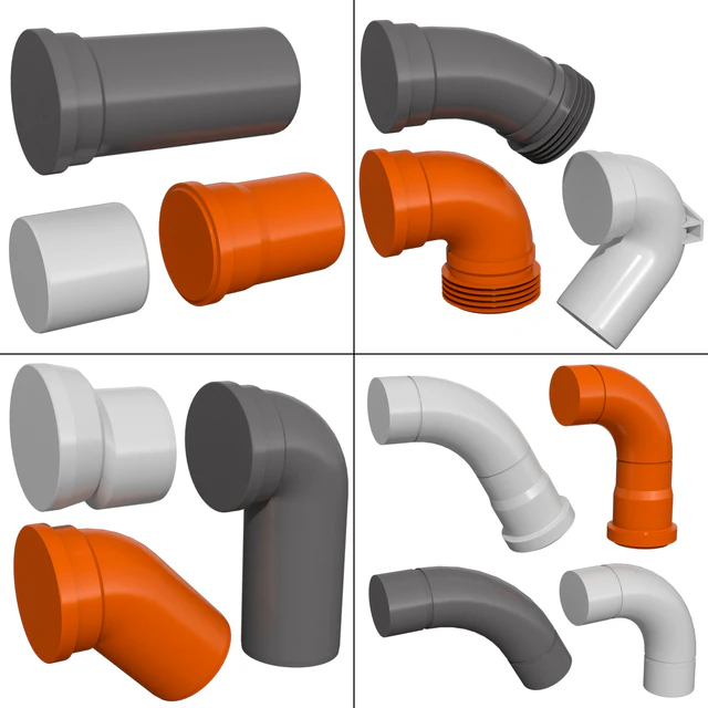 Counstraction designer water supply sewerage  pipes fittings clamps crosspieces couplings — Descargar