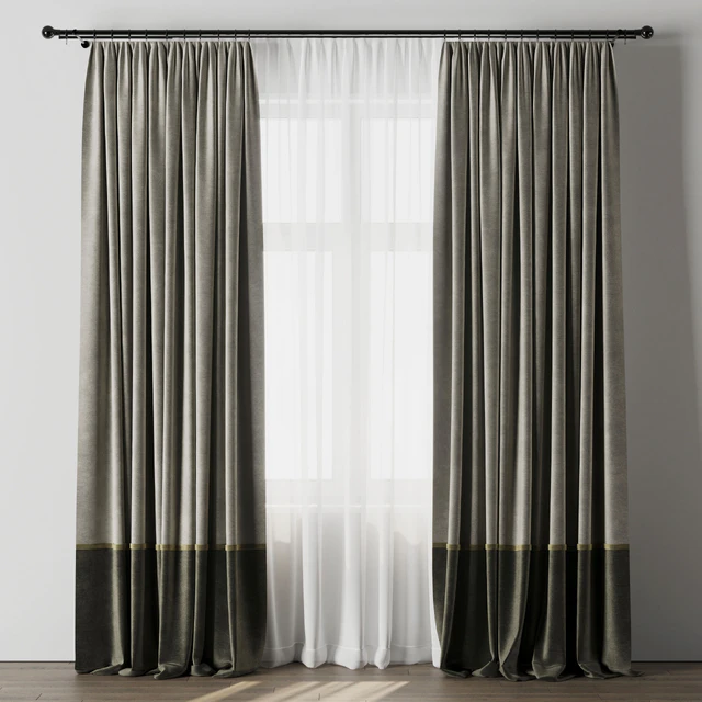 Curtain with rod 08 Curtain brown and cumin olive green — Descargar