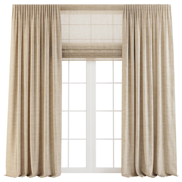 Linen Curtains with Roman Shades — Скачать