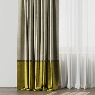 Curtain With rod 10 Curtain Brown and cumin Yellow HBH — Ver 3