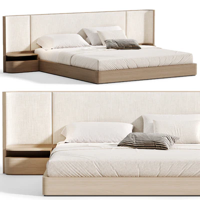 Gianna Natural Walnut Wood King Bed Frame — Ver 3