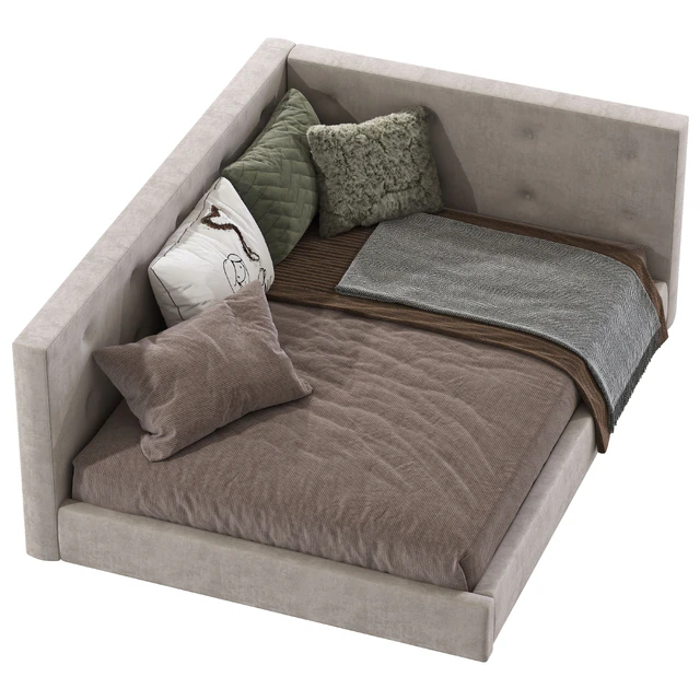 Cushy Upholstered Platform Corner Bed — Descargar