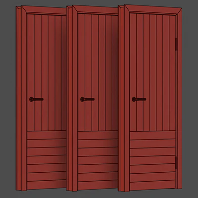 Wooden Door Set V13 / Interior and Exterior door set — Ver 3