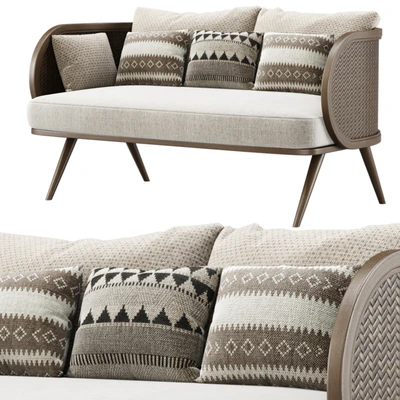 Victoria wooden rattan loveseat VA30 / Double garden rattan sofa — descargar