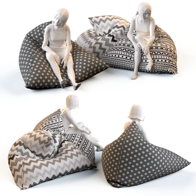 Triangular chair cushions with mannequins — Descargar