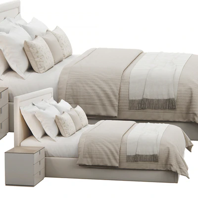 Rectangular Upholstered Headboard Bed — Ver 2