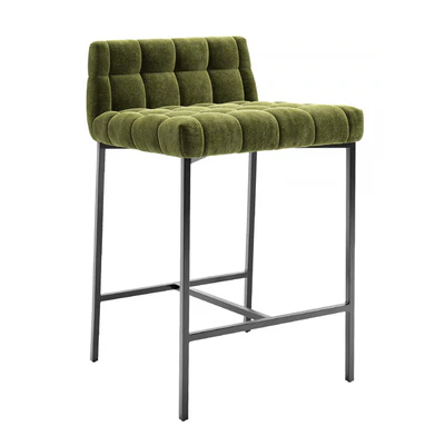 CB2 Gabe Pesto Tufted Low Back Counter Stool — Вид 1