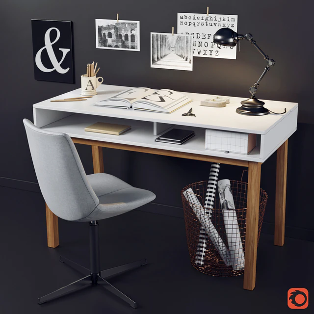Desk and chair with La Redoute decor — Descargar