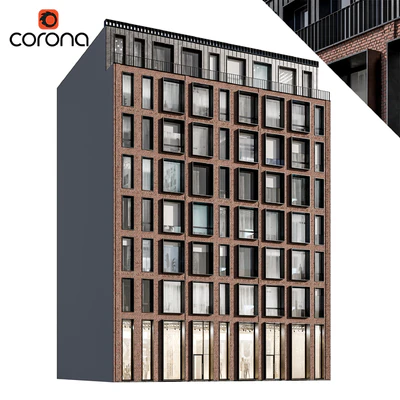 Modern residential facade 01 | night + interiors — Вид 1