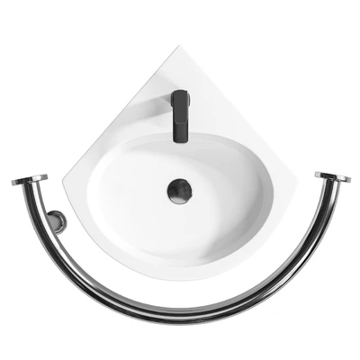 Sink DS IF35 corner 450x400x120 mm with handrail (right) and DS3 mixer Equipment for the disabled — Ver 6