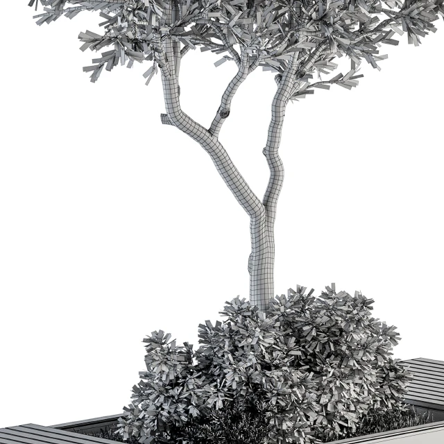 Urban Furniture / Architecture Bench with Plants- Set 23 — Descargar