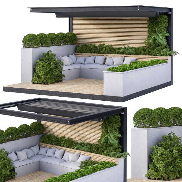 Roof Garden and Landscape Furniture with Pergola 02 — Скачать