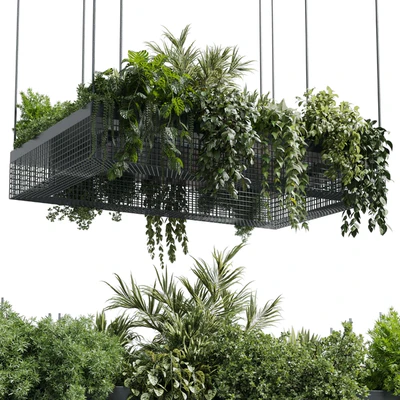 hanging plants - indoor plant set 447 Rectangle pendant pot vray — Вид 6