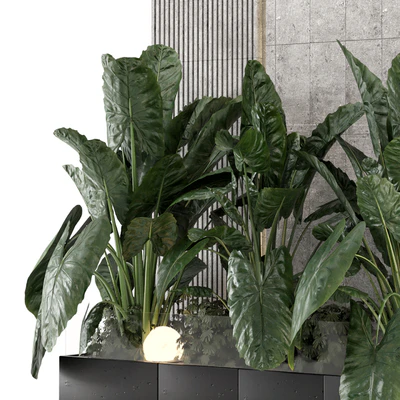 Indoor Wall  Big Green Leaf Garden in Concrete Base - Set 1770 — Вид 5