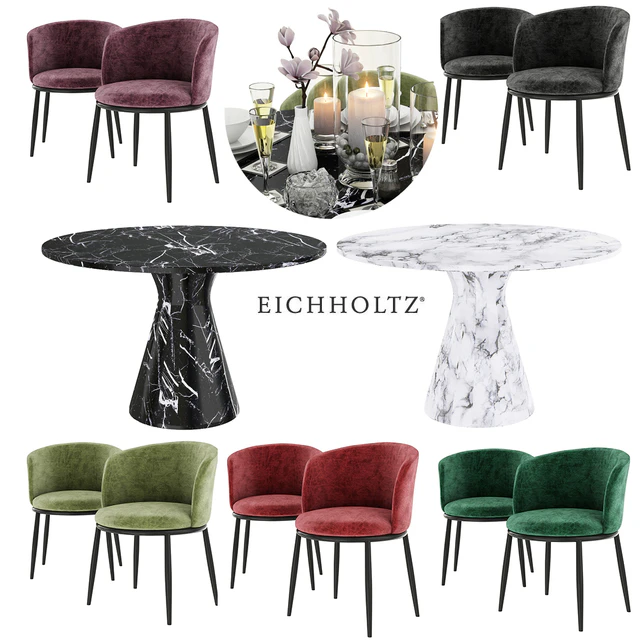 EICHHOLTZ Dining Table Turner 110660 110661 & Chair Filmore 111994 111995 111996 111997 111994 & Décor set — Descargar