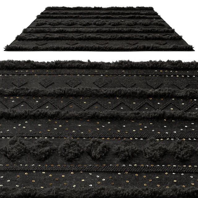 nuLOOM Black Wool Raised Geometric Shag Rug — Descargar