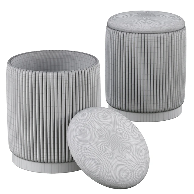 Channeled Grey Storage Ottomans - Set of 2 — Скачать