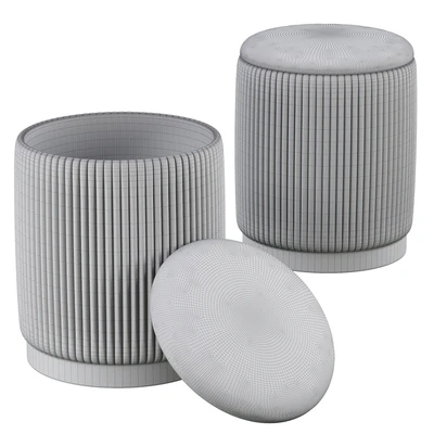 Channeled Grey Storage Ottomans - Set of 2 — Вид 4