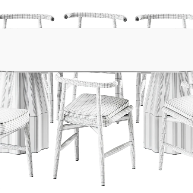 Wooden Burin Table by Viccarbe and Chair Emilia by Meridiani — Descargar