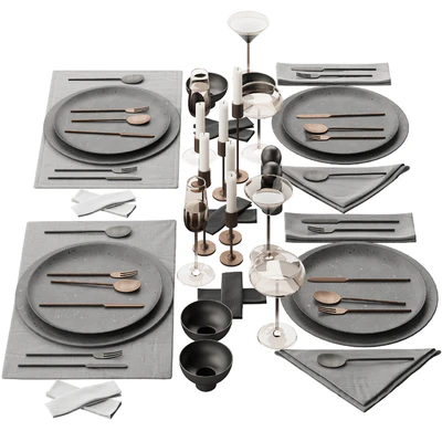 065 Tableware decor set 03 ceramic bronze black 00 — Ver 1