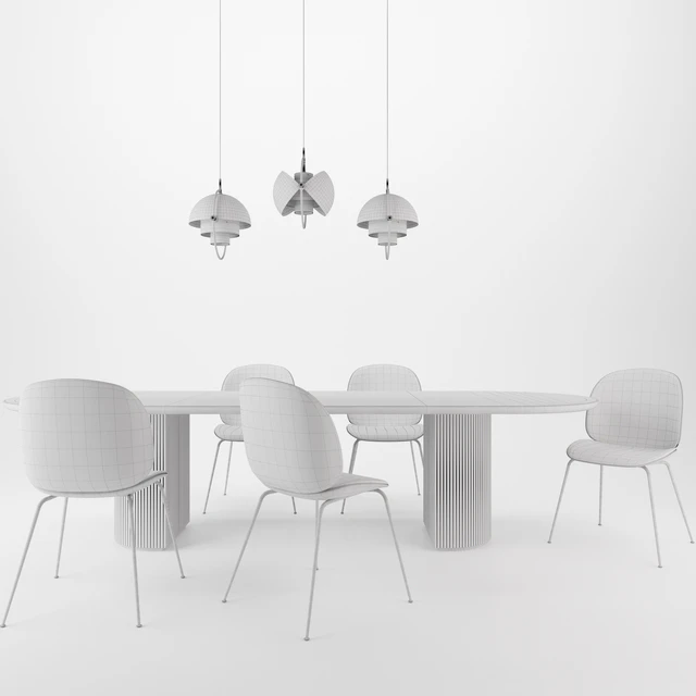 Gubi Beetle chair, Moon table, Multi-Lite Pendant — Скачать
