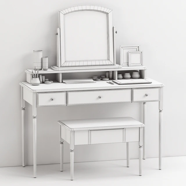 IKEA TYSSEDAL Dressing table with mirror and storage stool, white — Скачать