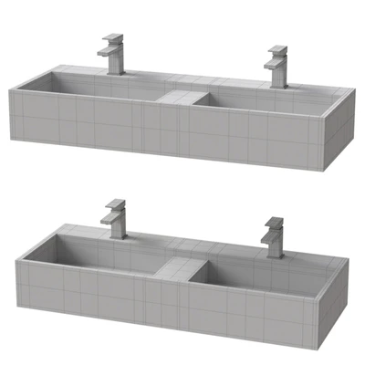 Arezzo Double Bowl Wall Mounted Basin — Ver 2