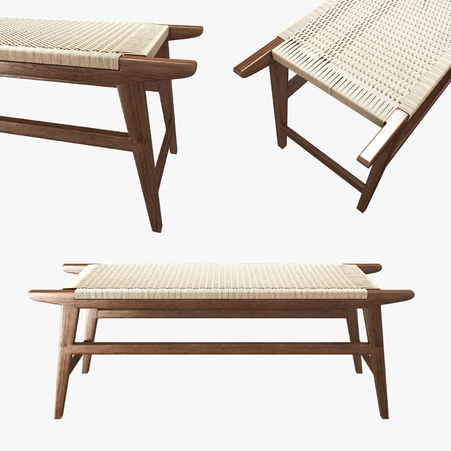 Mid Century Bench in solid walnut — Descargar