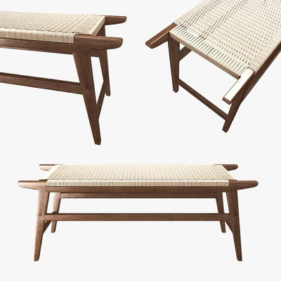 Mid Century Bench in solid walnut — Ver 1
