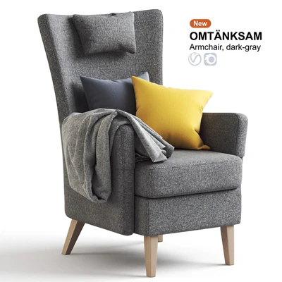 Dark Gray Armchair OMTANKSAM IKEA — View 1