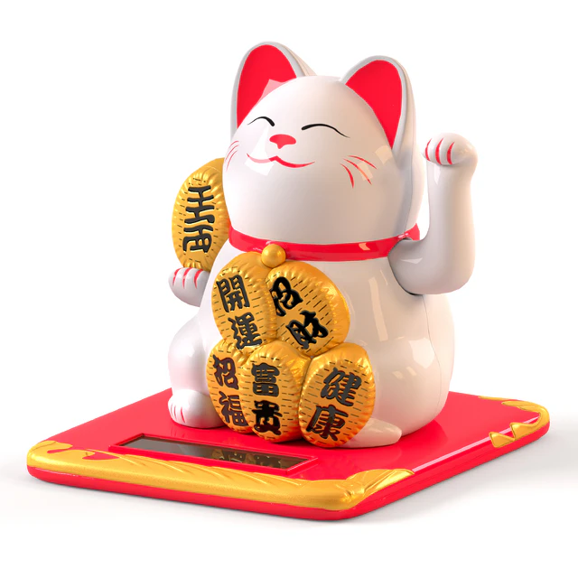 Maneki Neko Cat White and Gold — Скачать