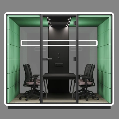 Mikomax Smart Office | HUSH MEET L | Acoustic office stand with table and chairs — Вид 1