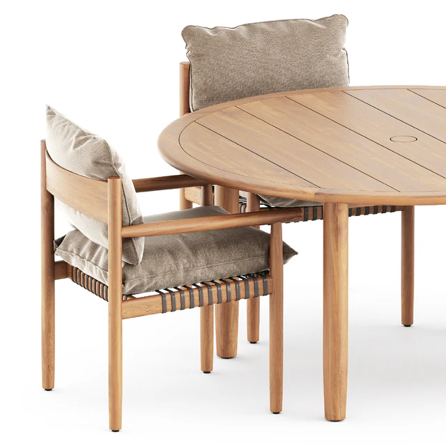 Tibbo Armchair and dining round table by Dedon — Скачать