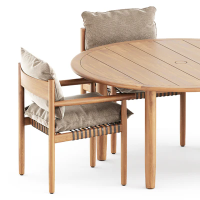 Tibbo Armchair and dining round table by Dedon — Вид 3